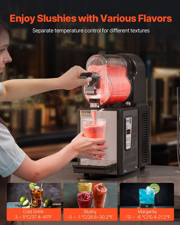 Commercial Slushy Machine, 3L Single Bowl Slush Drink Maker, 330W Drink Machine With Temperature Preservation, Stainless Steel Home Slush